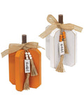Small Fall Words Wooden Interlocking Pumpkin, 2 Assorted