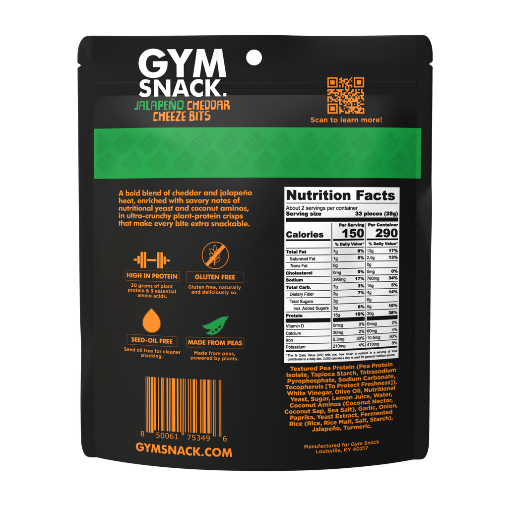 Jalepeño Cheddar Gym Snack - Plant-Based Protein Snack
