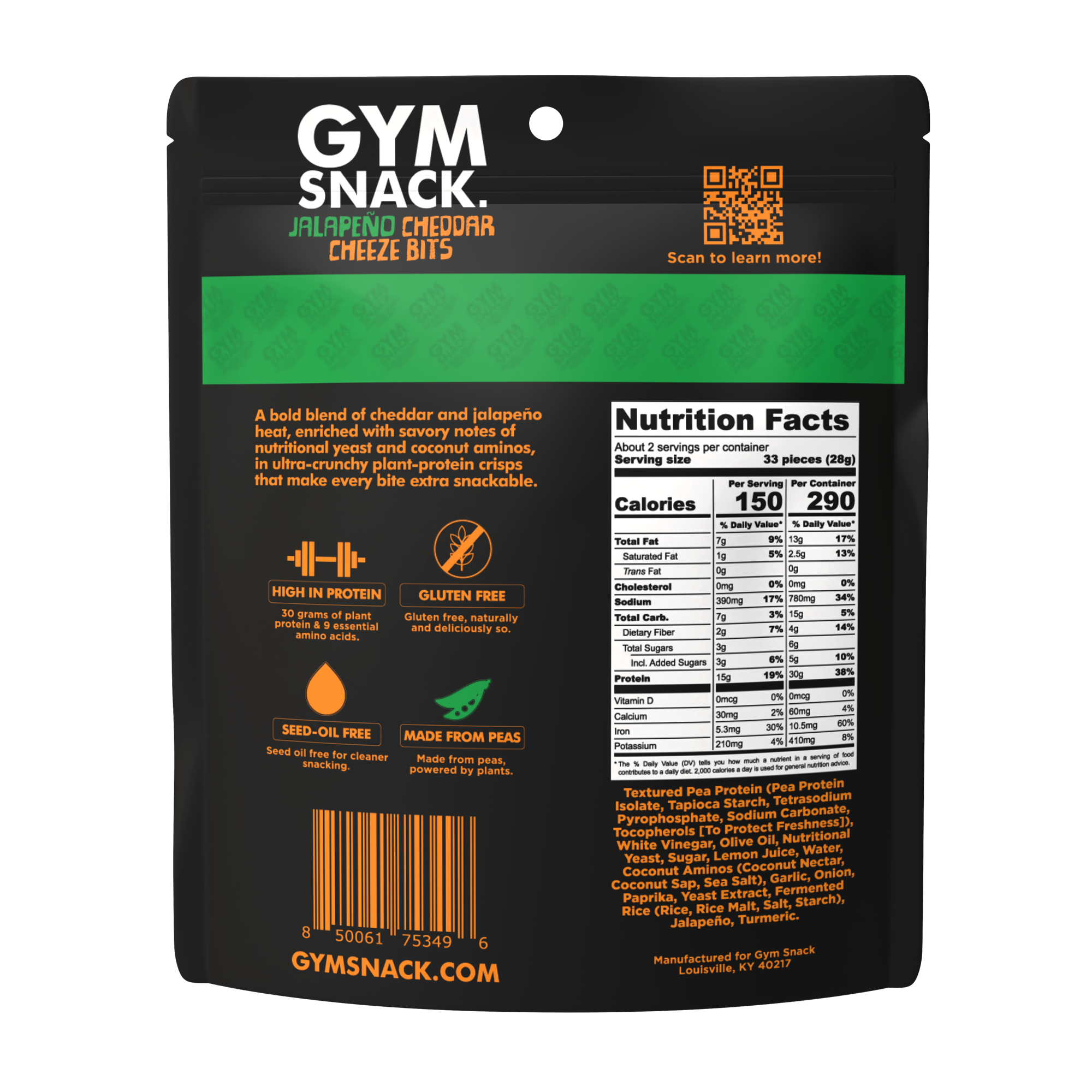 Jalepeño Cheddar Gym Snack - Plant-Based Protein Snack