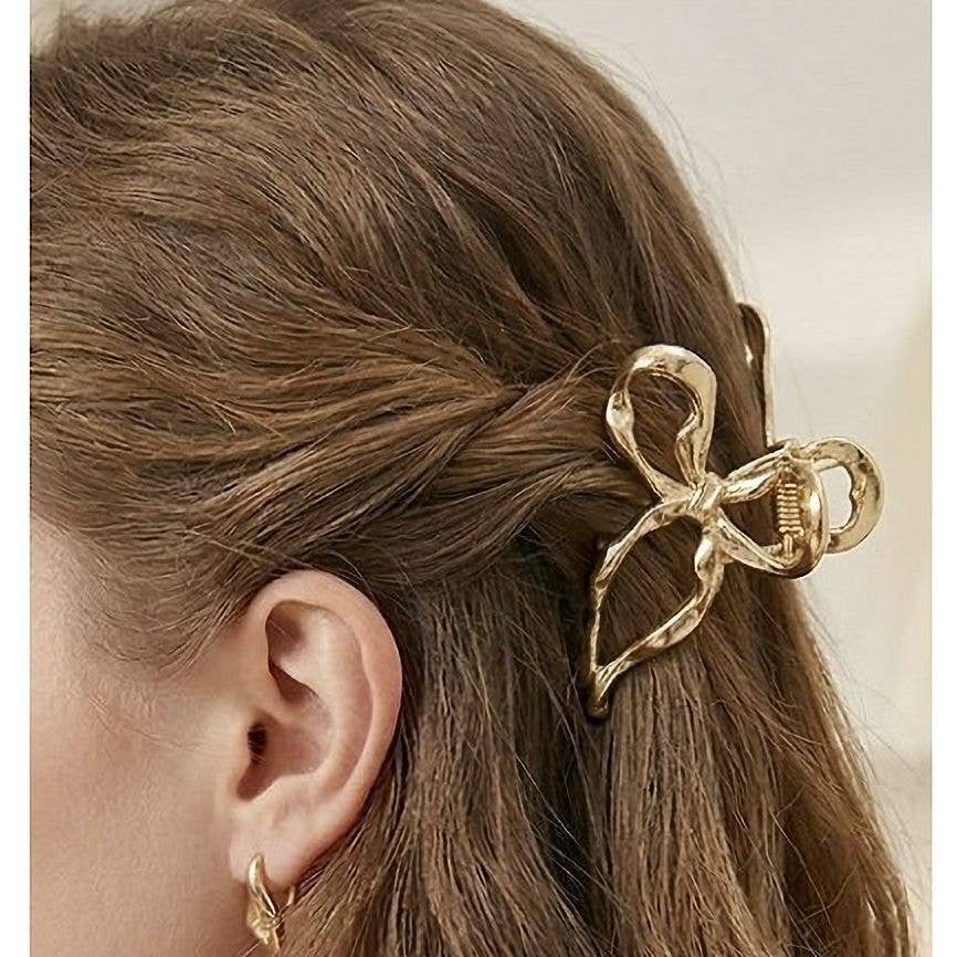 12pk Open Bow Metal Hair Claw Clip in Gold and Silver
