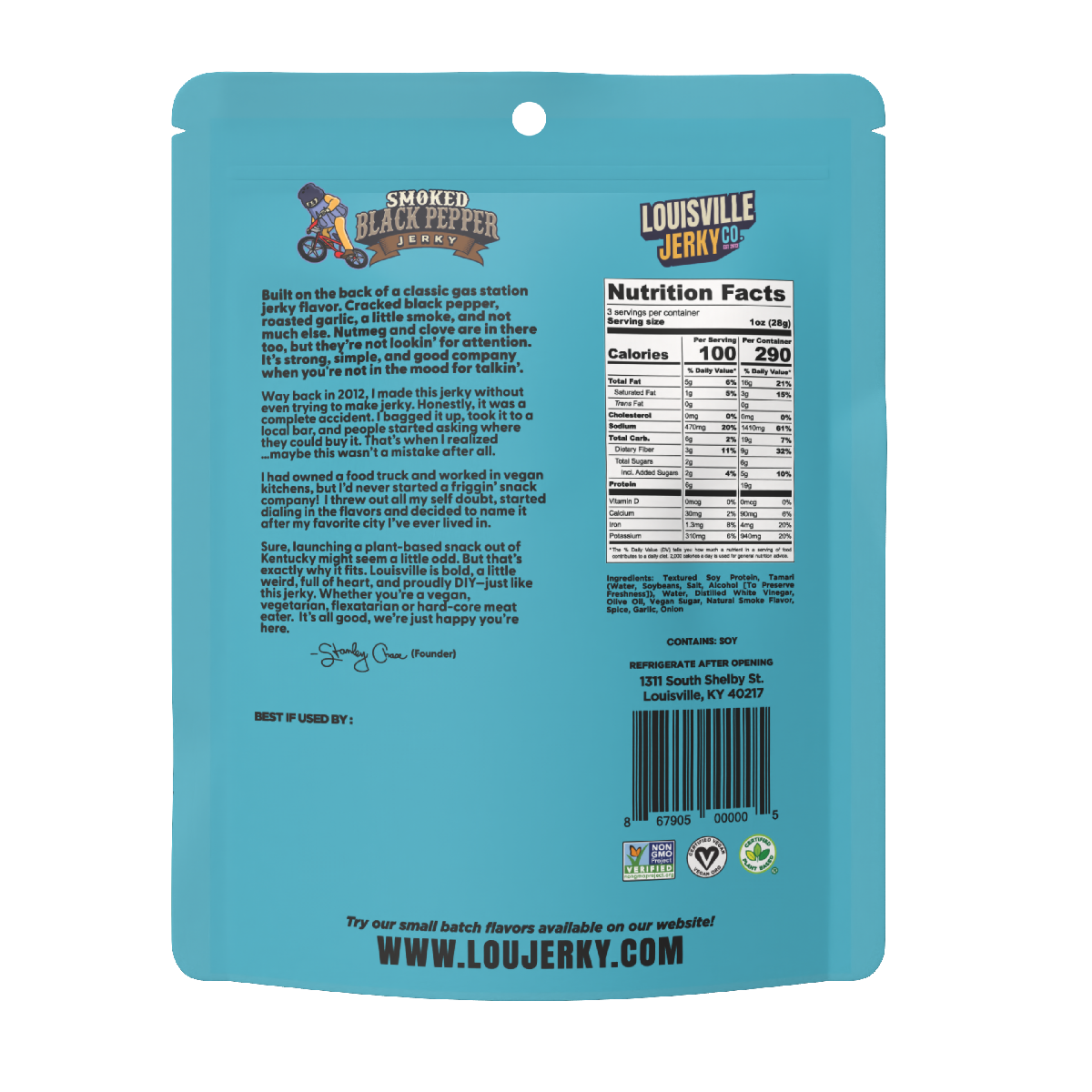 Vegan & Plant Based Smoked Black Pepper Jerky 3 oz