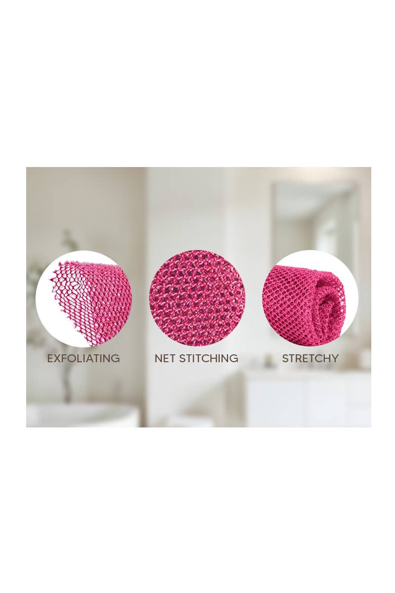 CALA 69492 Pink 2 pcs Exfoliating Bath Long Towels - 6 pc
